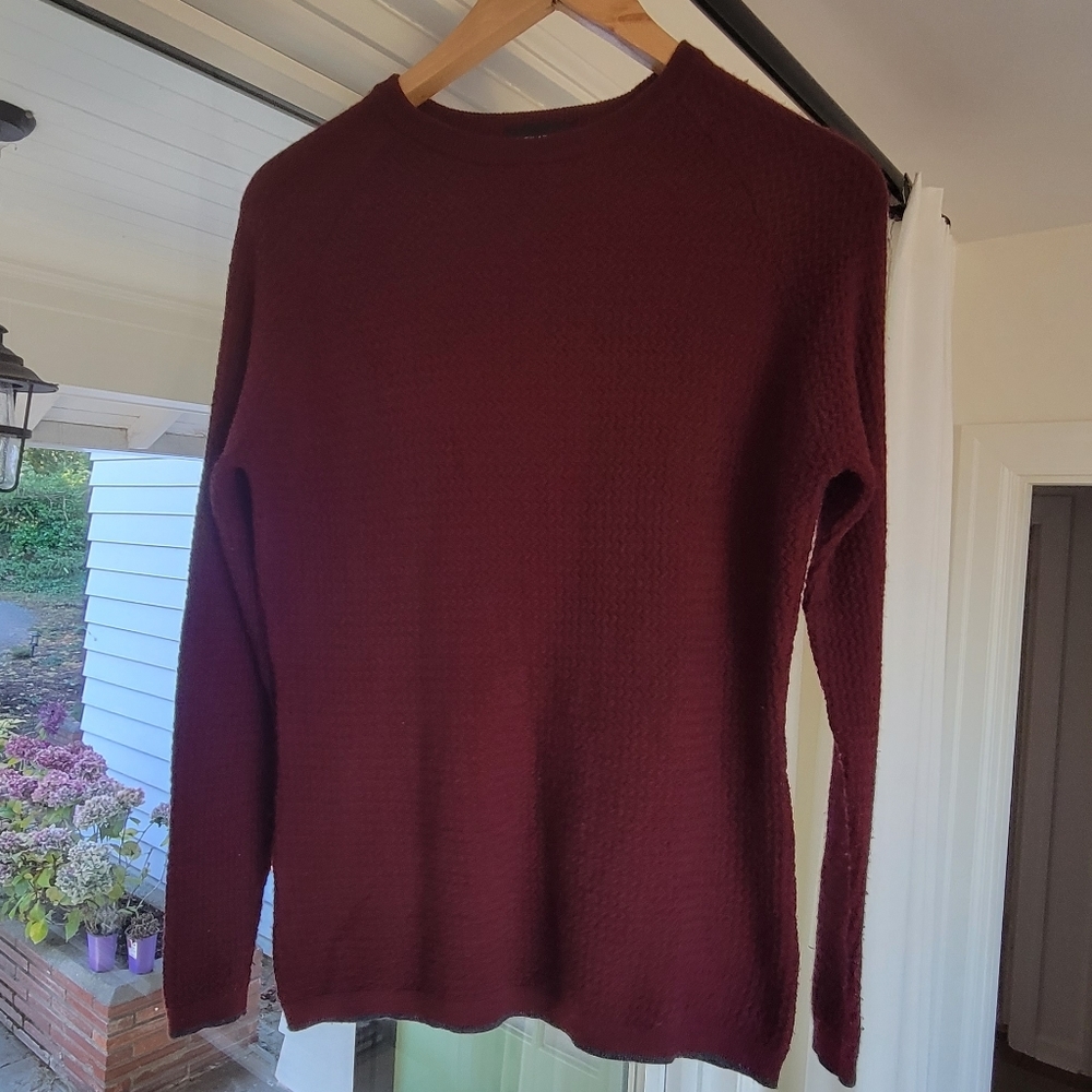 Seg'ments Maroon Merino Wool Blend Crew Neck Sweater Women's Size Medium